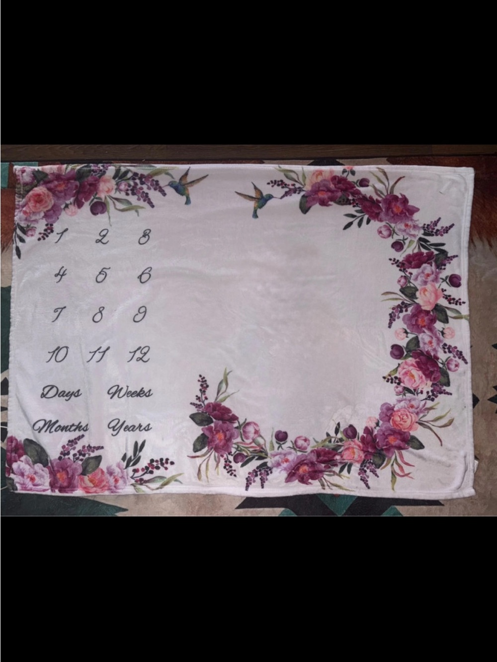 Floral Baby Milestone Blanket with Pink & Purple Wreath